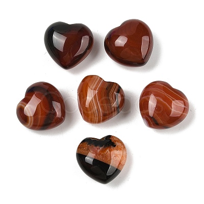 Natural Agate(Dyed & Heated) Heart Palm Stone G-Q021-04G-1