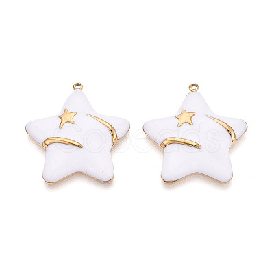 304 Stainless Steel & Enamel Pendants STAS-T073-61A-G-1