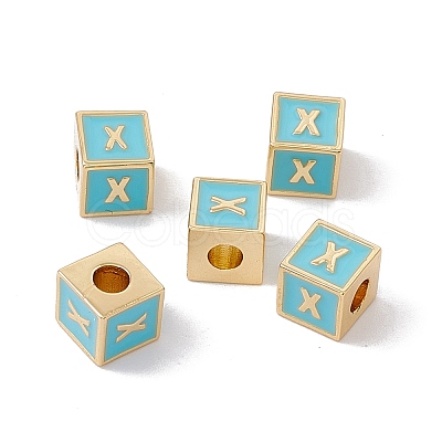 Rack Plating Brass Enamel Beads KK-B060-04G-06X-1