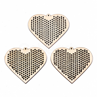 Undyed Natural Wooden Big Pendants WOOD-N007-073-1