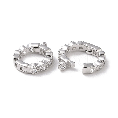 Rhodium Plated 925 Sterling Silver Micro Pave Cubic Zirconia Twister Clasps STER-K176-16P-1