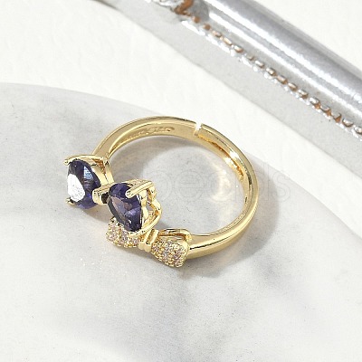 Brass & Cubic Zirconia Finger Rings CU-CBA7E55-12G-1