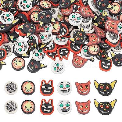 240Pcs 6 Style Halloween Handmade Polymer Clay Cabochons CLAY-AR0001-35-1