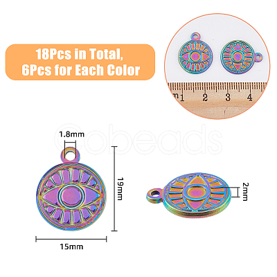 18Pcs 3 Colors 304 Stainless Steel Pendants STAS-DC0013-14-1