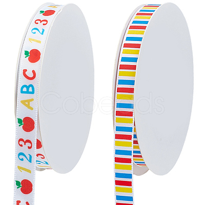 2 Rolls 2 Styles Back to School Polyester Ribbon OCOR-CY0003-75B-1