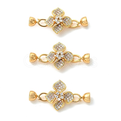 SHEGRACE Brass Micro Pave Clear Cubic Zirconi Fold Over Clasps XGRQ6B151-888G-1