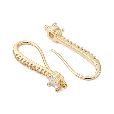 Brass Micro Pave Clear Cubic Zirconia Earring Hooks ZIRC-YW0001-03G-1