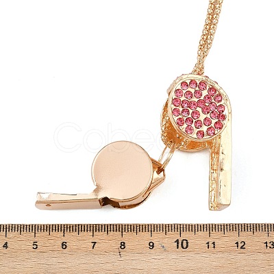 1Pc Iron Rhinestone Whistle Pendant Popcorn Chain Necklaces for Women NJEW-DR0001-03B-1