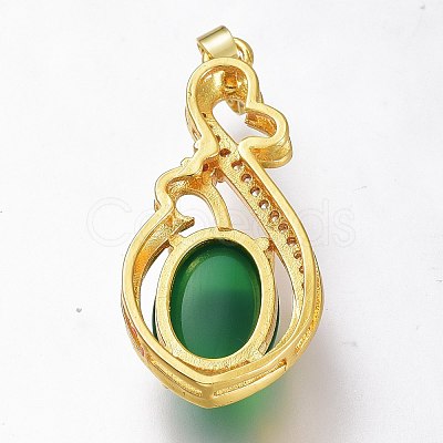 Brass Micro Pave Clear Cubic Zirconia Open Back Bezel Pendant Cabochon Settings ZIRC-I049-09G-1