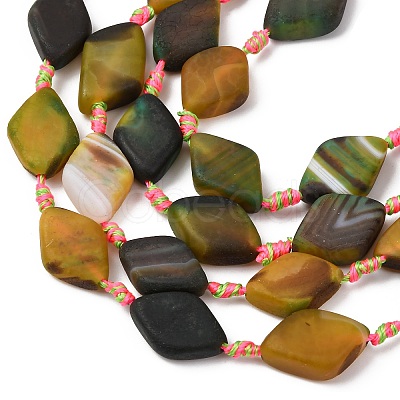 Natural Banded Agate Beads Strands G-B177-C03-01-1