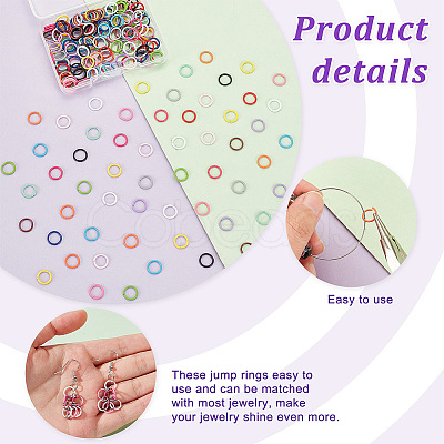 PandaHall Elite 225Pcs 15 Colors SPray Painted Zinc Alloy Jump Rings FIND-H0010-91A-1