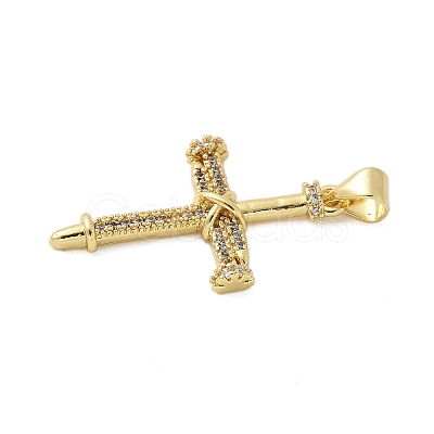 Brass Micro Pave Cubic Zirconia Pendants KK-P293-21B-G-1