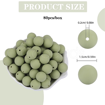 80Pcs Round Silicone Focal Beads SIL-SZ0001-24-32-1