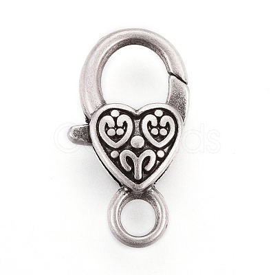 Tibetan Style Heart Lobster Claw Clasps LF014Y-TAS-NR-1