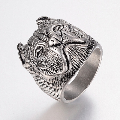 304 Stainless Steel Puppy Finger Rings RJEW-G091-12-21mm-1