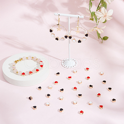 75Pcs 3 Colors Light Gold Plated Alloy Enamel Beads ENAM-AR0001-92-1