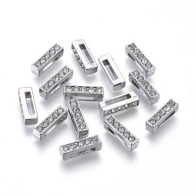 Alloy Initial Slide Charms with Grade A Rhinestones ALRI-R032-I-FF-1