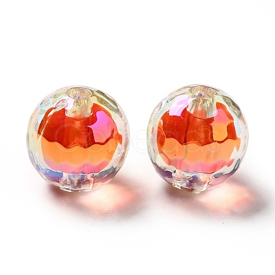 Two Tone UV Plating Rainbow Iridescent Acrylic Beads TACR-D010-03B-08-1