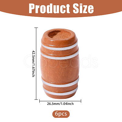 6Pcs Wooden Beer Barrel Figurines Ornaments DJEW-PH0001-82-1