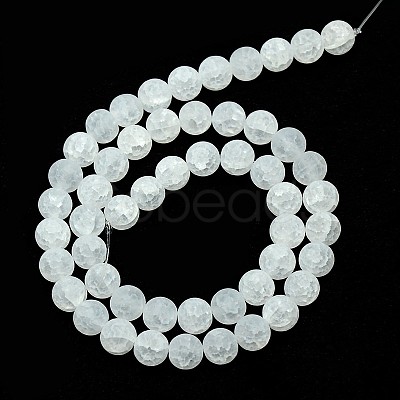 Synthetic Frosted Crackle Quartz Round Beads Strands G-L155-8mm-06-1