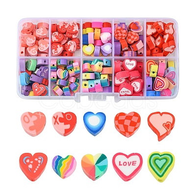 200Pcs 10 Styles Handmade Polymer Clay Beads CLAY-FS0001-29-1