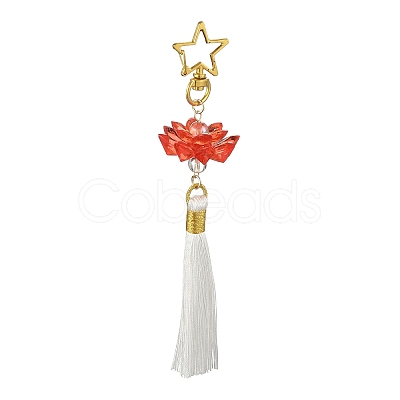 Lotus Acrylic & Alloy Pendant Decorations HJEW-JM03432-1
