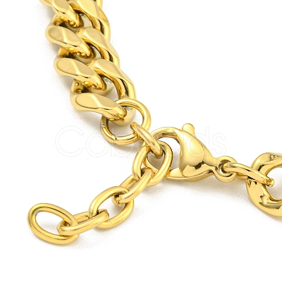 304 Stainless Steel & Synthetic Turquoise Polygon Link Bracelets for Women BJEW-G717-16G-03-1