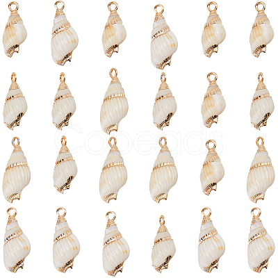 30Pcs Electroplated Spiral Shell Pendants SSHEL-SC0001-29B-1