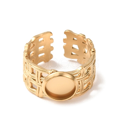 Woven Bezel 304 Stainless Steel Cuff Ring Components SA-CBAD8FA-01G-01-1