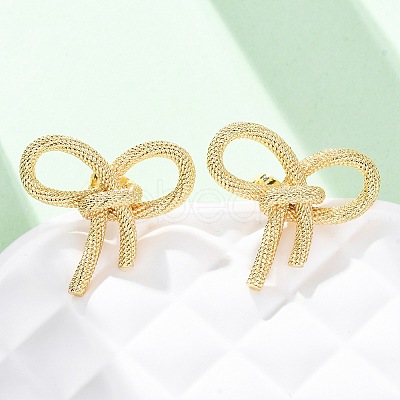 Rack Plating Brass Bowknot Stud Earrings for Women EJEW-F308-02G-1