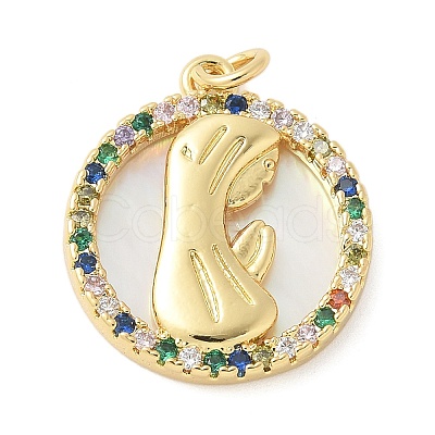 Brass Micro Pave Cubic Zirconia Pendants KK-K298-16G-01-1