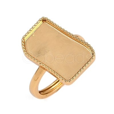 Rectangle Brass Adjustable Ring Components KK-Z122-20G-1