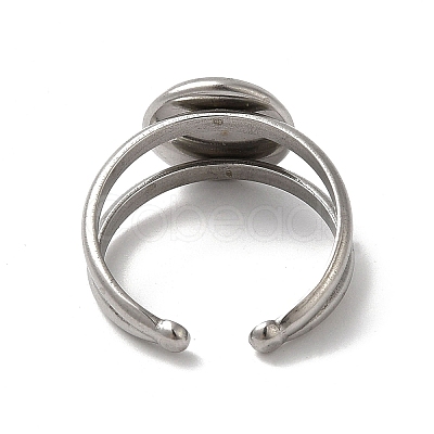Non-Tarnish 304 Stainless Steel Cuff Ring Settings STAS-E202-02B-P-1