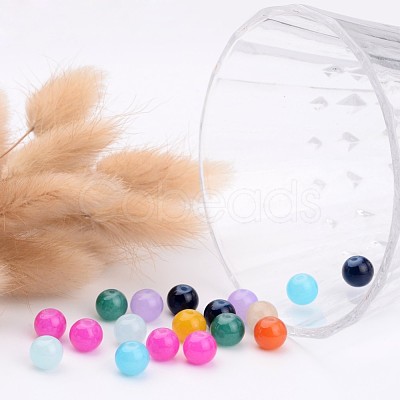 Imitation Jade Glass Round Beads X-GLAA-A022C-8mm-M-1