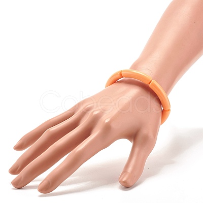 Candy Color Chunky Acrylic Curved Tube Beads Stretch Bracelets for Women BJEW-JB07312-1