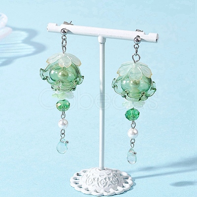 3 Pairs Jellyfish 304 Stainless Steel Shell Pearl Dangle Stud Earrings EJEW-TA00773-1