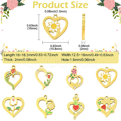 8Pcs 8 Styles 304 Stainless Steel Pendants STAS-CJ0003-44-1