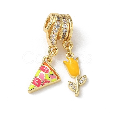 Brass Micro Pave Clear Cubic Zirconia Pendants CU-CBAC53C-02G-1