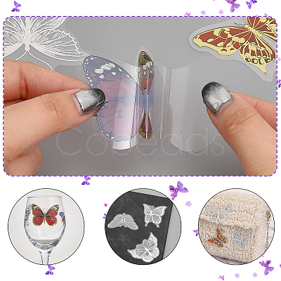 CHGCRAFT 2 Bags 2 Styles Butterfly PET Self Adhesive Laser Stickers Sets STIC-CA0001-02-1