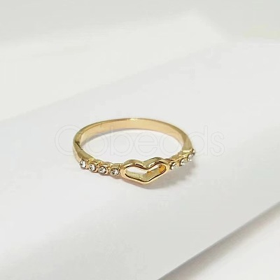 Hollow Out Heart Zinc Alloy with Crystal Rhinestone Finger Rings FS-WGFA1C6-06-1