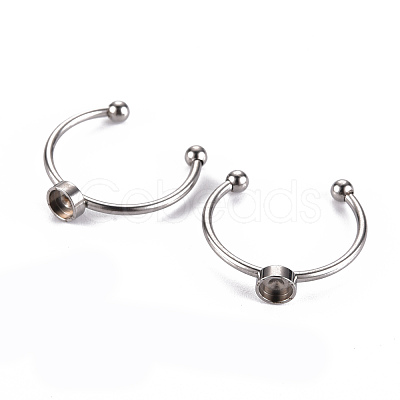 Non-Tarnish 201 Stainless Steel Cuff Pad Ring Settings X-STAS-S080-042A-P-1