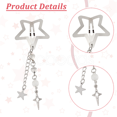 5Pcs 5 Styles Star Alloy Snap Hair Clips PHAR-GO0001-02-1