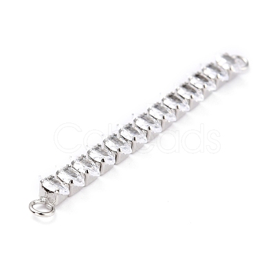 Brass Clear Horse Eye Cubic Zirconia Links Connectors ZIRC-G170-21-1