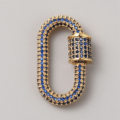Brass Micro Pave Cubic Zirconia Screw Carabiner Lock Charms FIND-WH0420-114A-1