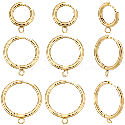 12Pcs 3 Style 201 Stainless Steel Huggie Hoop Earring Findings STAS-BBC0004-91G-1