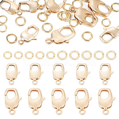 10Pcs 2 Styles Brass Lobster Claw Clasps KK-TA0009-15-1