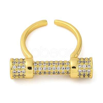 Rack Plating Brass Micro Pave Cubic Zirconia Cuff Rings for Women KK-M021-02G-01-1