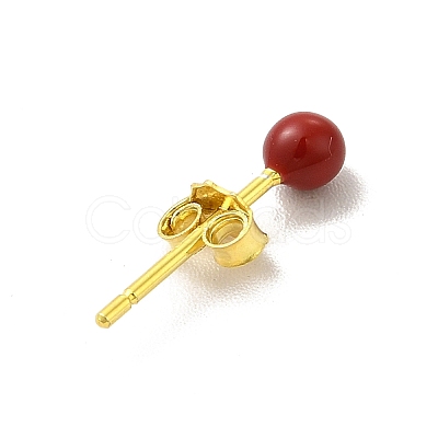 Enamel Round Ball Stud Earrings EJEW-C020-01G-02-1