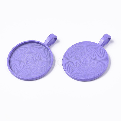Spray Paint Alloy Pendant Cabochon Settings PALLOY-R120-04-1