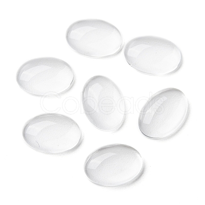 (Old Sku: GGLA-G010)Transparent Oval Glass Cabochons GGLA-R022-14x10-1